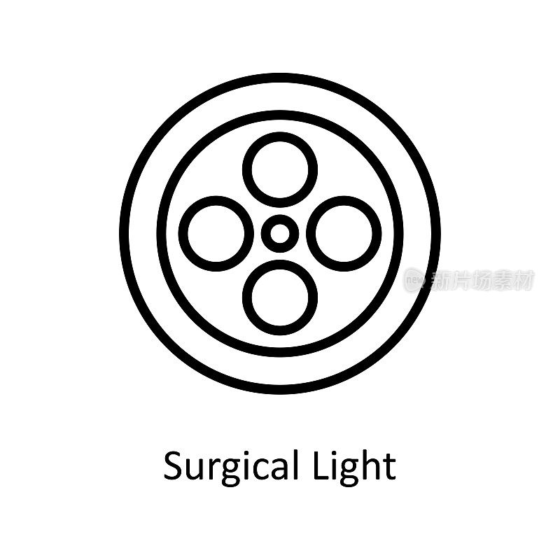 手术光矢量轮廓图标设计插图。白色背景医学符号EPS 10文件
